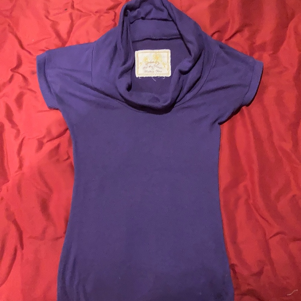 Purple cowl neck top